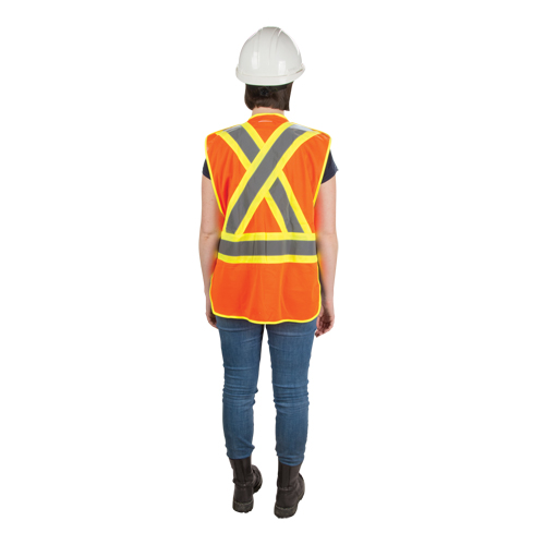 Veste d'arpenteur haute visibilit&eacute;, conforme &agrave; la CSA, Orange haute visibilit&eacute;, Grand, Polyester Infinity Industrial Services Inc.