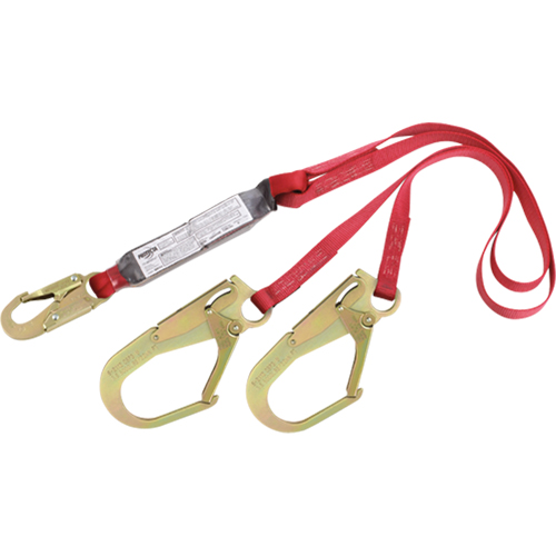 PRO Shock Absorbing Lanyards, 6', Rebar Hook Center, Snap Hook Leg Ends, Polyester Infinity Industrial Services Inc.