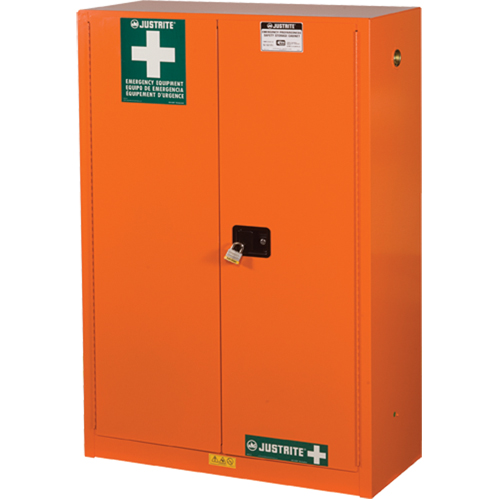 Emergency Preparedness Storage Cabinets, Steel, 4 Shelves, 65" H x 43" W x 18" D, Orange Infinity Industrial Services Inc.