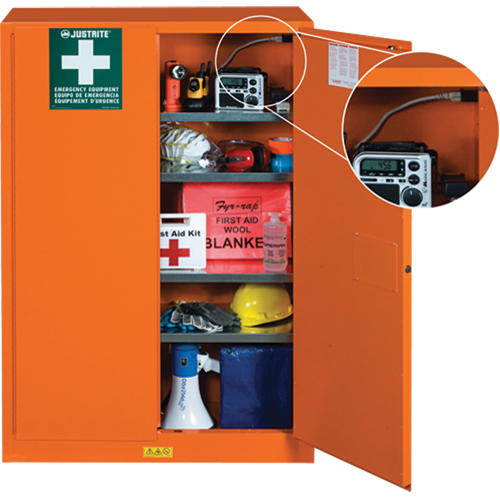 Emergency Preparedness Storage Cabinets, Steel, 4 Shelves, 65" H x 43" W x 18" D, Orange Infinity Industrial Services Inc.