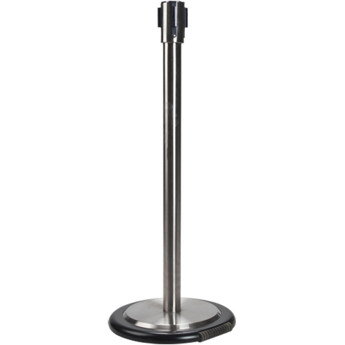 Free-Standing Crowd Control Barrier Receiver Post With Wheels, 35" High, Stainless Infinity Industrial Services Inc.