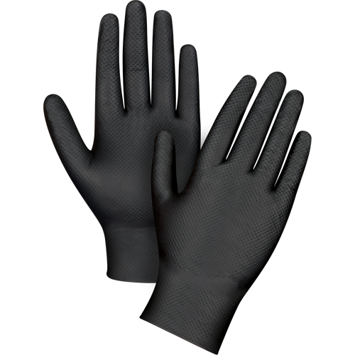 Heavyweight Tactile Grip Examination Gloves, Small, Nitrile, 8-mil, Powder-Free, Black Infinity Industrial Services Inc.