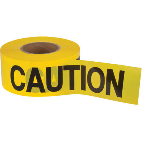 Ruban pour barricade Caution, Anglais, 3" la x 1000' lo, 2 mils, Noir sur jaune Infinity Industrial Services Inc.