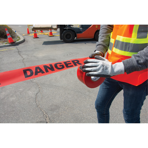 "Danger" Barricade Tape, Bilingual, 3" W x 1000' L, 1.5 mils, Black on Red Infinity Industrial Services Inc.