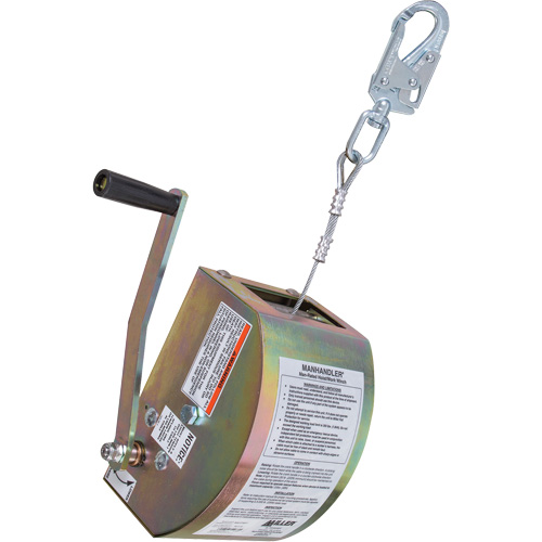 ManHandler Hoist/Winch Lifeline, 65', 1 Leg, Stainless Steel Cable, Snap Hook Harness Connector, Built-in Anchor Infinity Industrial Services Inc.