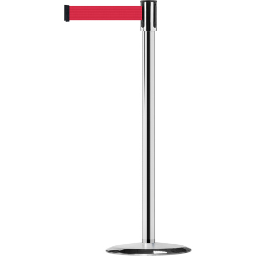 Montant pour barri&egrave;re Slimline TensaBarrier, Acier, 38" h, Ruban Rouge, Longueur du ruban 7,5' Infinity Industrial Services Inc.
