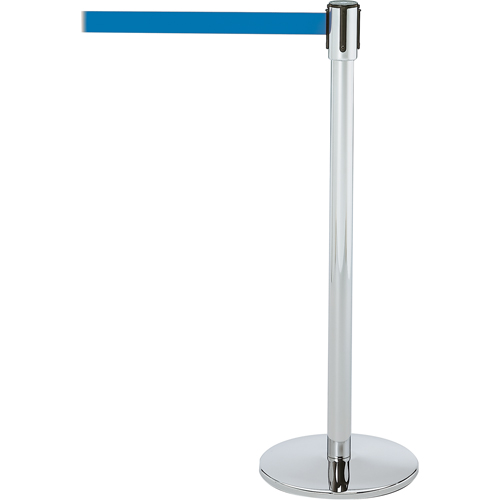 Montant pour barri&egrave;re Slimline TensaBarrier, Acier, 38" h, Ruban Bleu, Longueur du ruban 7,5' Infinity Industrial Services Inc.