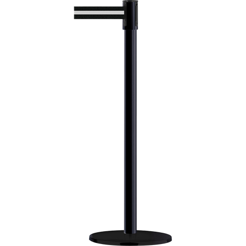 Montant pour barri&egrave;re Slimline TensaBarrier, Acier, 38" h, Ruban Noir/Blanc, Longueur du ruban 7,5' Infinity Industrial Services Inc.