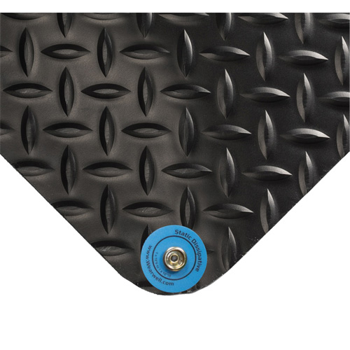 Tapis conducteur d'&eacute;lectricit&eacute; no 786, 3' la x 5' lo x 15/16" &eacute;p, PVC, Losange, Noir Infinity Industrial Services Inc.