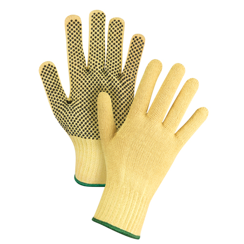 Gants tricot&eacute;s sans couture &agrave; pois, Taille Moyen/8, Calibre 7, Rev&ecirc;tement PVC, Enveloppe en Kevlar, ASTM ANSI niveau A2/EN 388 niveau 3 Infinity Industrial Services Inc.