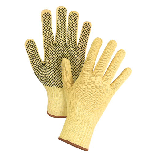 Gants tricot&eacute;s sans couture &agrave; pois, Taille Grand/9, Calibre 7, Rev&ecirc;tement PVC, Enveloppe en Kevlar, ASTM ANSI niveau A2/EN 388 niveau 3 Infinity Industrial Services Inc.