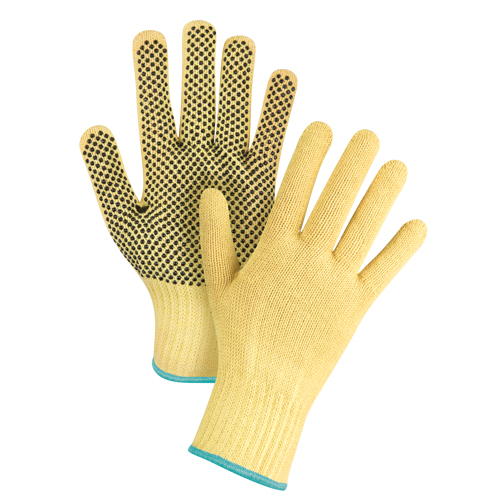 Gants tricot&eacute;s sans couture &agrave; pois, Taille T-Grand/10, Calibre 7, Rev&ecirc;tement PVC, Enveloppe en Kevlar, ASTM ANSI niveau A2/EN 388 niveau 3 Infinity Industrial Services Inc.