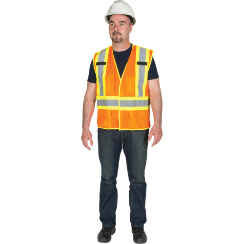 Veste de s&eacute;curit&eacute; d&eacute;tachable en cinq points de premi&egrave;re qualit&eacute;, Orange haute visibilit&eacute;, Grand/T-Grand, Polyester Infinity Industrial Services Inc.