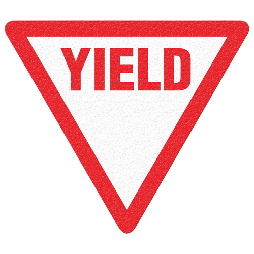 Panneau de signalisation au sol  Yield , Adh&eacute;sif, Anglais avec pictogramme Infinity Industrial Services Inc.