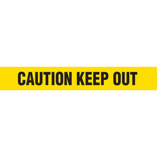 Barricade Tape, English, 3" W x 1000' L, 2 mils, Black on Yellow Infinity Industrial Services Inc.