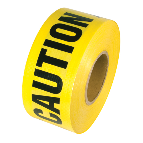Ruban renforc&eacute; pour barricade, Anglais, 3" la x 500' lo, 5 mils, Noir sur jaune Infinity Industrial Services Inc.