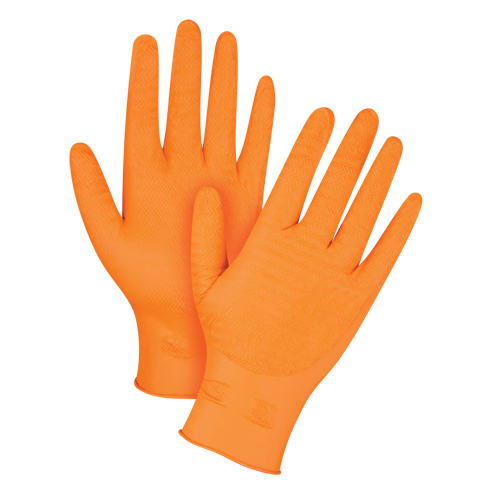 Gants de poids lourd Gripper, Moyen, Nitrile, 7 mils, Sans poudre, Orange Infinity Industrial Services Inc.