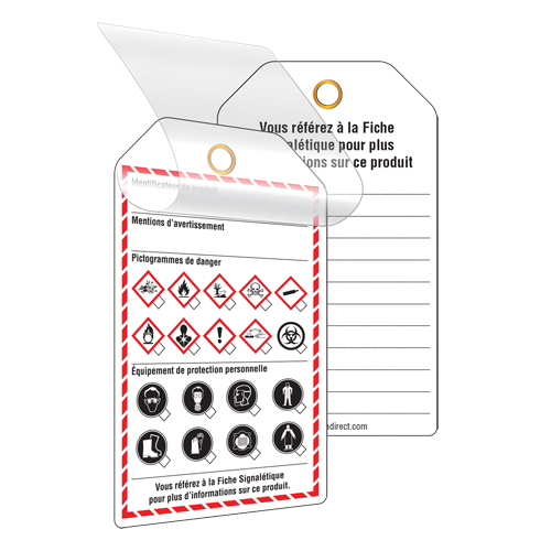 &eacute;tiquettes auto-plastifiantes pour le milieu de travail, Papier cartonn&eacute;, 3-3/8" la x 5-3/4" h, Français Infinity Industrial Services Inc.