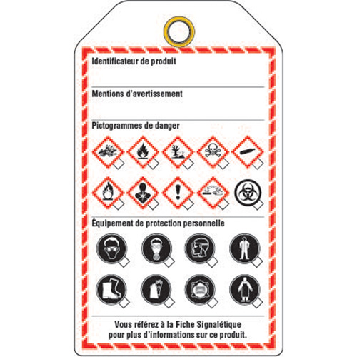 &eacute;tiquettes pour le milieu de travail, Papier cartonn&eacute;, 3-3/8" la x 5-3/4" h, Français Infinity Industrial Services Inc.