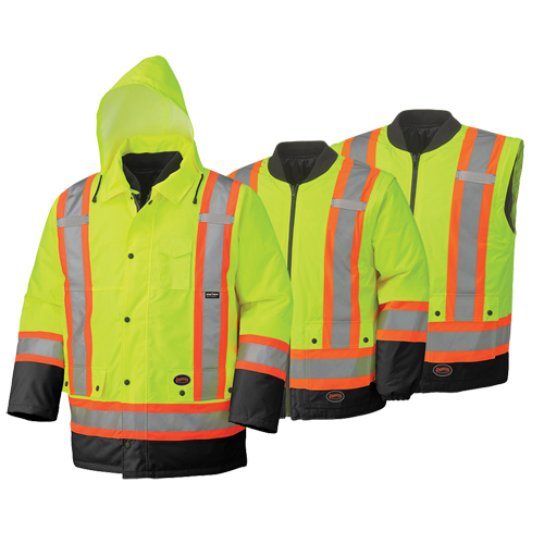 5021BB Manteau de s&eacute;curit&eacute; 6 en 1 imperm&eacute;able, Jaune lime haute visibilit&eacute;, 2T-Grand Infinity Industrial Services Inc.