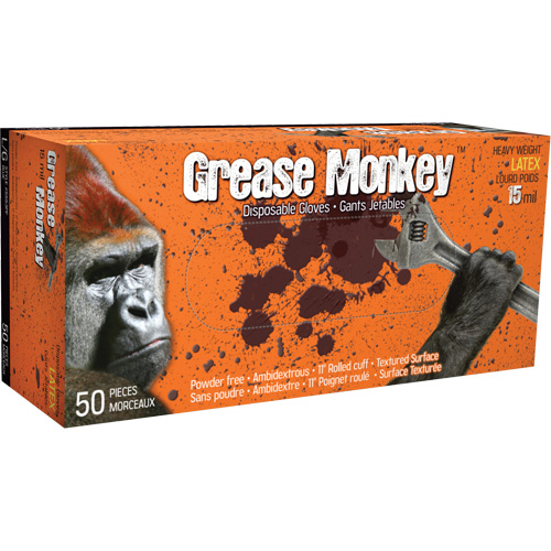 Gants Grease Monkey, Moyen, Latex, 15 mils, Sans poudre, Bleu Infinity Industrial Services Inc.