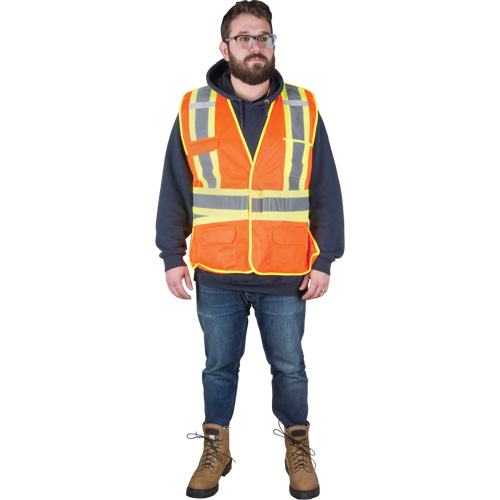 Veste d'arpenteur r&eacute;sistante aux flammes, Orange haute visibilit&eacute;, 2T-Grand, Polyester Infinity Industrial Services Inc.