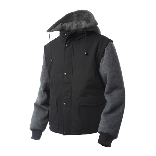 Manteau avec manches &agrave; fermeture &agrave; glissi&egrave;re, Hommes, Grand, Noir Infinity Industrial Services Inc.