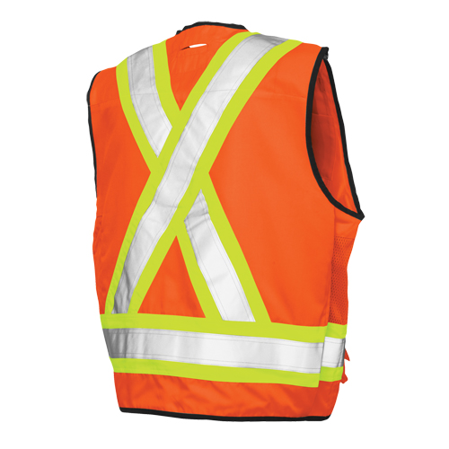 Veste de s&eacute;curit&eacute; pour arpenteur, Orange haute visibilit&eacute;, Grand, Polyester Infinity Industrial Services Inc.
