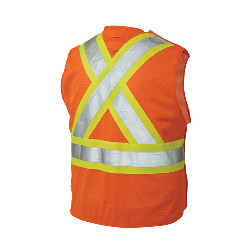 Veste de s&eacute;curit&eacute; d&eacute;tachable en cinq points, Orange haute visibilit&eacute;, Grand/T-Grand, Polyester Infinity Industrial Services Inc.