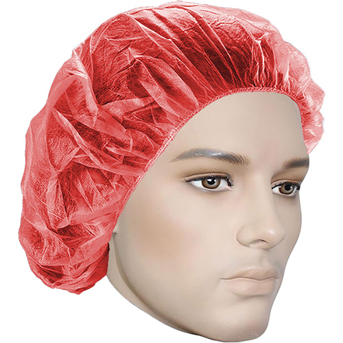 Bouffant Caps, Polypropylene, 21", Red Infinity Industrial Services Inc.