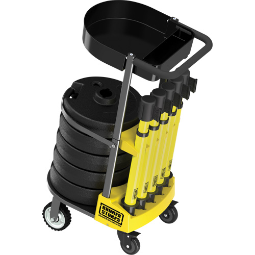 PLUS Barrier Post Cart Kit with Tray, 75' L, Metal, Yellow Infinity Industrial Services Inc.