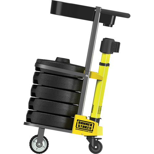PLUS Barrier Post Cart Kit with Tray, 75' L, Metal, Yellow Infinity Industrial Services Inc.