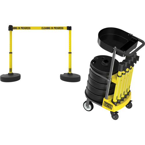 Chariot de transport avec plateau pour barri&egrave;re PLUS, 75' lo, M&eacute;tal, Jaune Infinity Industrial Services Inc.