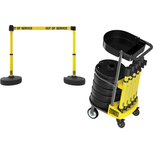 PLUS Barrier Post Cart Kit with Tray, 75' L, Metal, Yellow Infinity Industrial Services Inc.