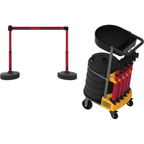 Chariot de transport avec plateau pour barri&egrave;re PLUS, 75' lo, M&eacute;tal, Rouge Infinity Industrial Services Inc.