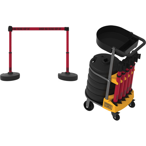 PLUS Barrier Post Cart Kit with Tray, 75' L, Metal, Yellow Infinity Industrial Services Inc.