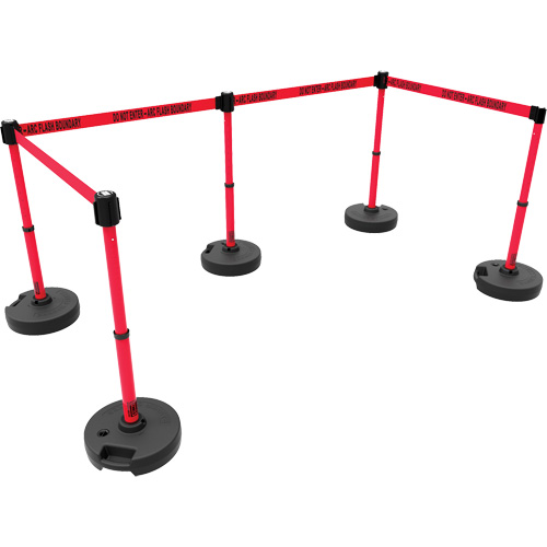 Ensemble de cinq montants pour barri&egrave;re PLUS, Plastique, 42" h, Ruban Rouge, Longueur du ruban 15' Infinity Industrial Services Inc.
