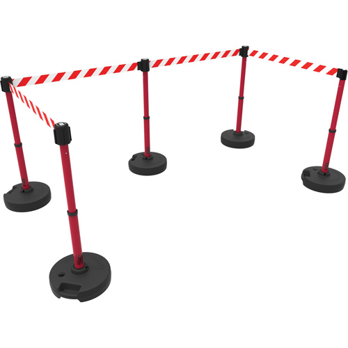 PLUS Barrier Post Set X5, Plastic, 42" H, Red Tape, 15' Tape Length Infinity Industrial Services Inc.