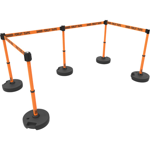 PLUS Barrier Post Set X5, Plastic, 42" H, Orange Tape, 15' Tape Length Infinity Industrial Services Inc.