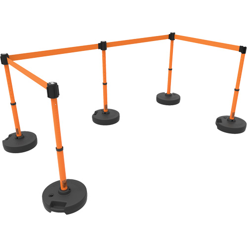 Ensemble de cinq montants pour barri&egrave;re PLUS, Plastique, 42" h, Ruban Orange, Longueur du ruban 15' Infinity Industrial Services Inc.