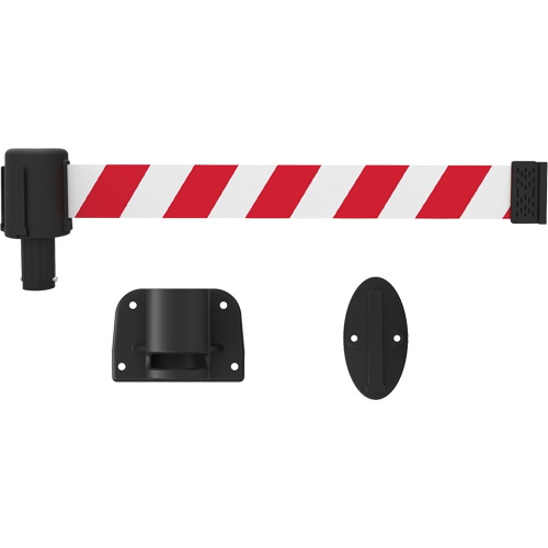 PLUS Wall Mount Barrier System, Plastic, Screw Mount, 15', Red and White Tape Infinity Industrial Services Inc.