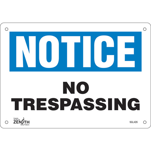 Enseigne No Trespassing, 7" x 10", Plastique, Anglais Infinity Industrial Services Inc.
