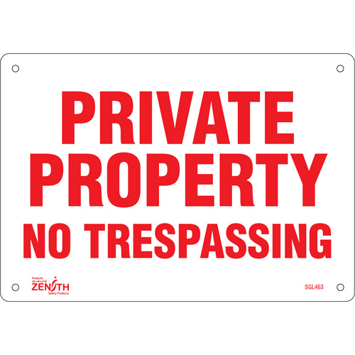 Enseigne Private Property, 7" x 10", Aluminium, Anglais Infinity Industrial Services Inc.
