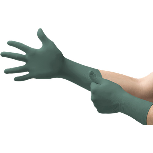 Gants Dura Flock, Petit, Nitrile, 8 mils, Sans poudre, Vert Infinity Industrial Services Inc.