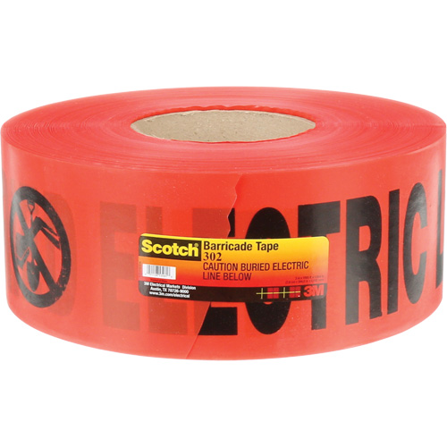 Ruban pour barri&egrave;res pour services publics souterrains Scotch, Anglais, 3" la x 1000' lo, 4 mils, Noir/rouge Infinity Industrial Services Inc.
