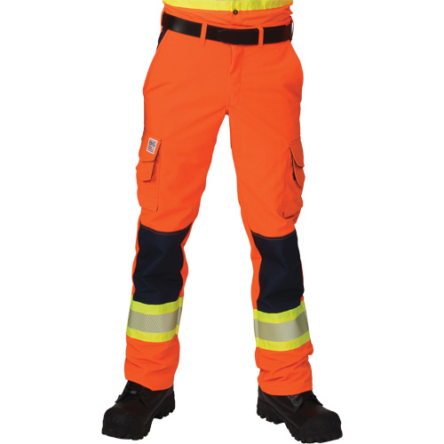 Pantalons cargo haute visibilit&eacute; antid&eacute;chirure, Polyester, 28, Orange haute visibilit&eacute; Infinity Industrial Services Inc.