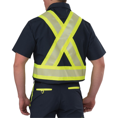 Ripstop High Visibility Short Sleeved Shirt, Polyester, Small, Navy Blue Infinity Industrial Services Inc.