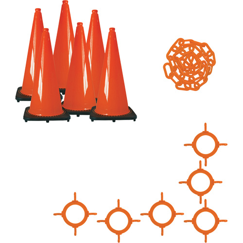Traffic Cone & Chain Kit, 28", Orange Infinity Industrial Services Inc.