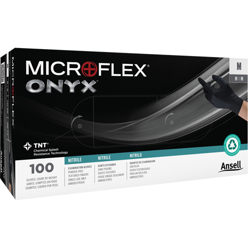 Gants Onyx, Petit, Nitrile, 3,5 mils, Sans poudre, Noir Infinity Industrial Services Inc.