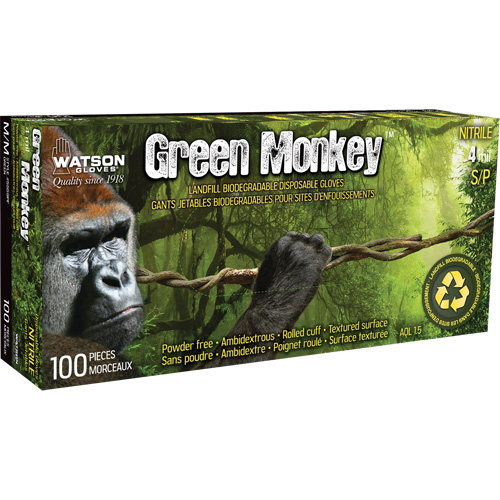 Gants 5559PF Green Monkey, Petit, Nitrile, 4 mils, Sans poudre, Vert Infinity Industrial Services Inc.